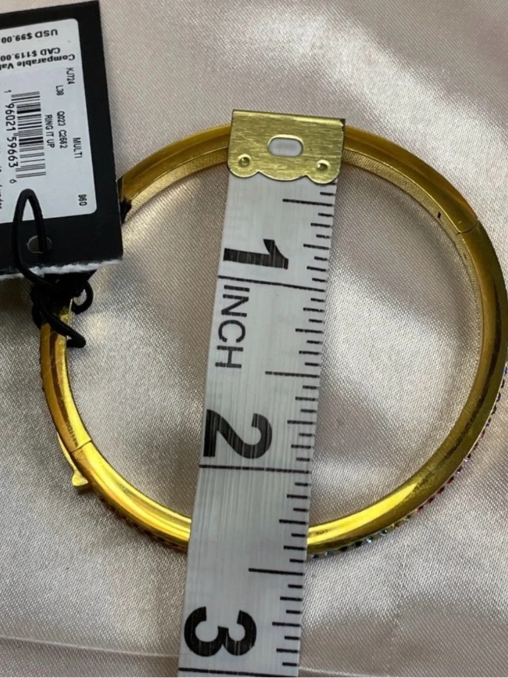 Kate Spade Ring It Up Gold Tone Pave Hinged Bangle Multicolored Bracelet - NWT - Picture 11 of 11